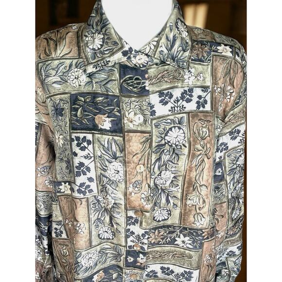 Vintage Silk Floral Blouse L Cottagecore Artsy Grandmacore Shirt Boho 90s Top - Picture 4 of 7